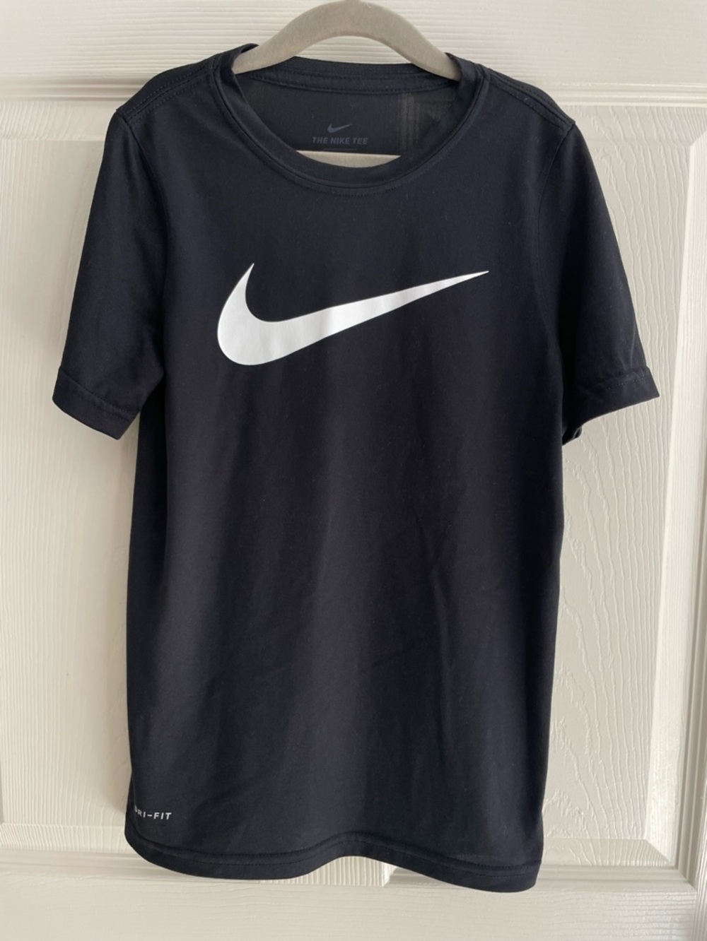 Nike Dri Fit Black Tee with White Swoosh
